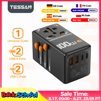 TESSAN 100W GaN Universal Travel Adapter with USB &Type C Fast Charging International Plug Adapter EU/UK/USA/AUS Plug for Travel