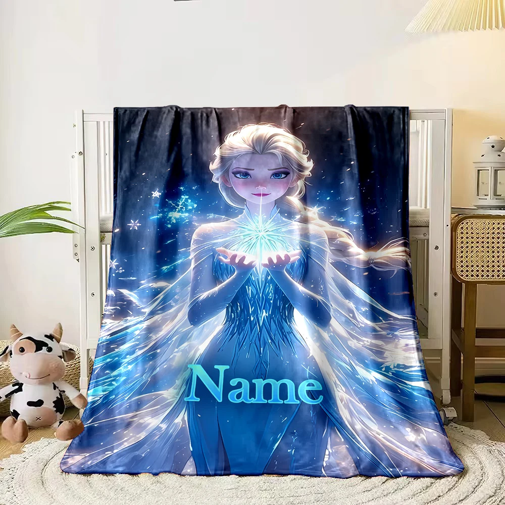 

Персонализированный плед с именем, одеяло с героями мультфильмов Дисней, Принцесса Эльза из «Холодного сердца», теплые и удобные пледы для взрослых и детей