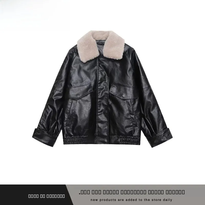 

New Autumn Winter Women's Jaet Coat Collar Artificial Fur Effect ZR Sle Street Faion Polyester Fiber 00%