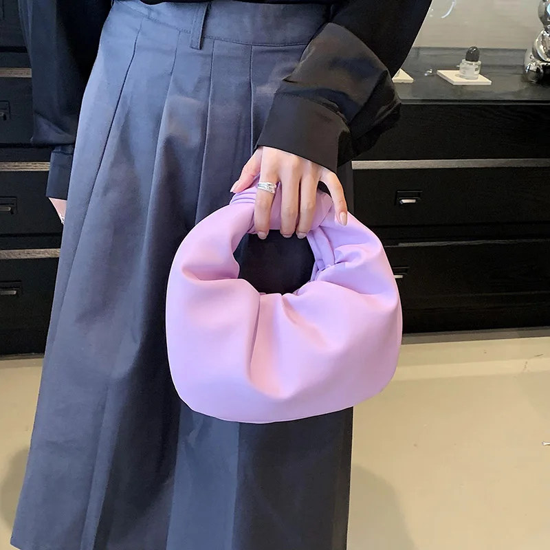 Bolso Hobo de moda 2023, bolso de diseñador de lujo, bolso de mano de marca para mujer, bolso de mano con asa anudada, bolso de mano de cuero Pu verde púrpura para mujer