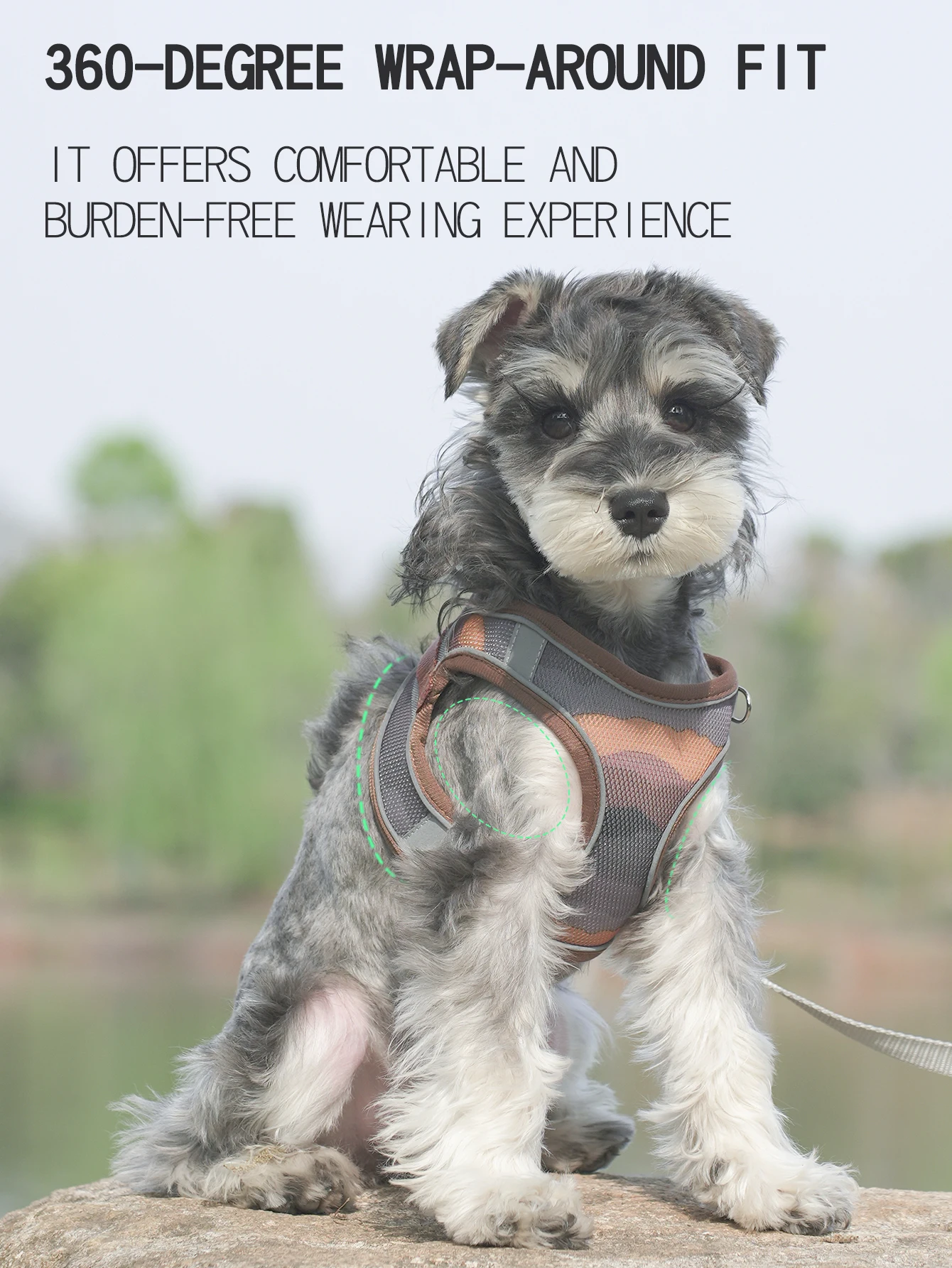 HP316 Magic Tape Adjustable Breathable  Convenient Outdoor Reflective Harness for Small Medium Pet Dog