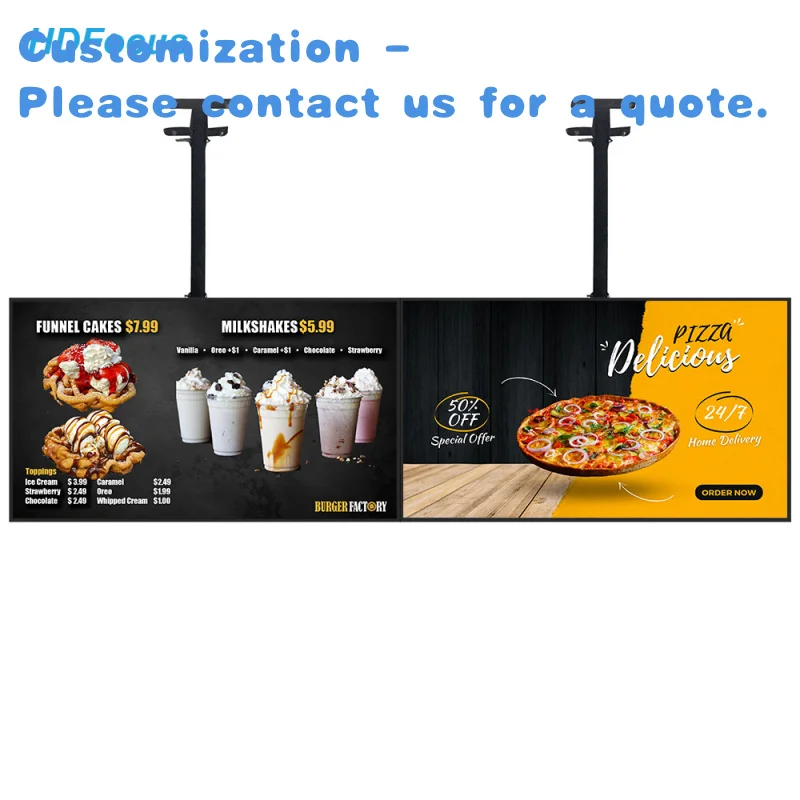 

Подвесной настенный экран на заказ, 55-дюймовый ЖК-дисплей с цифровой вывеской и дисплеем, цифровая доска меню, кофейня, магазин быстрого питания