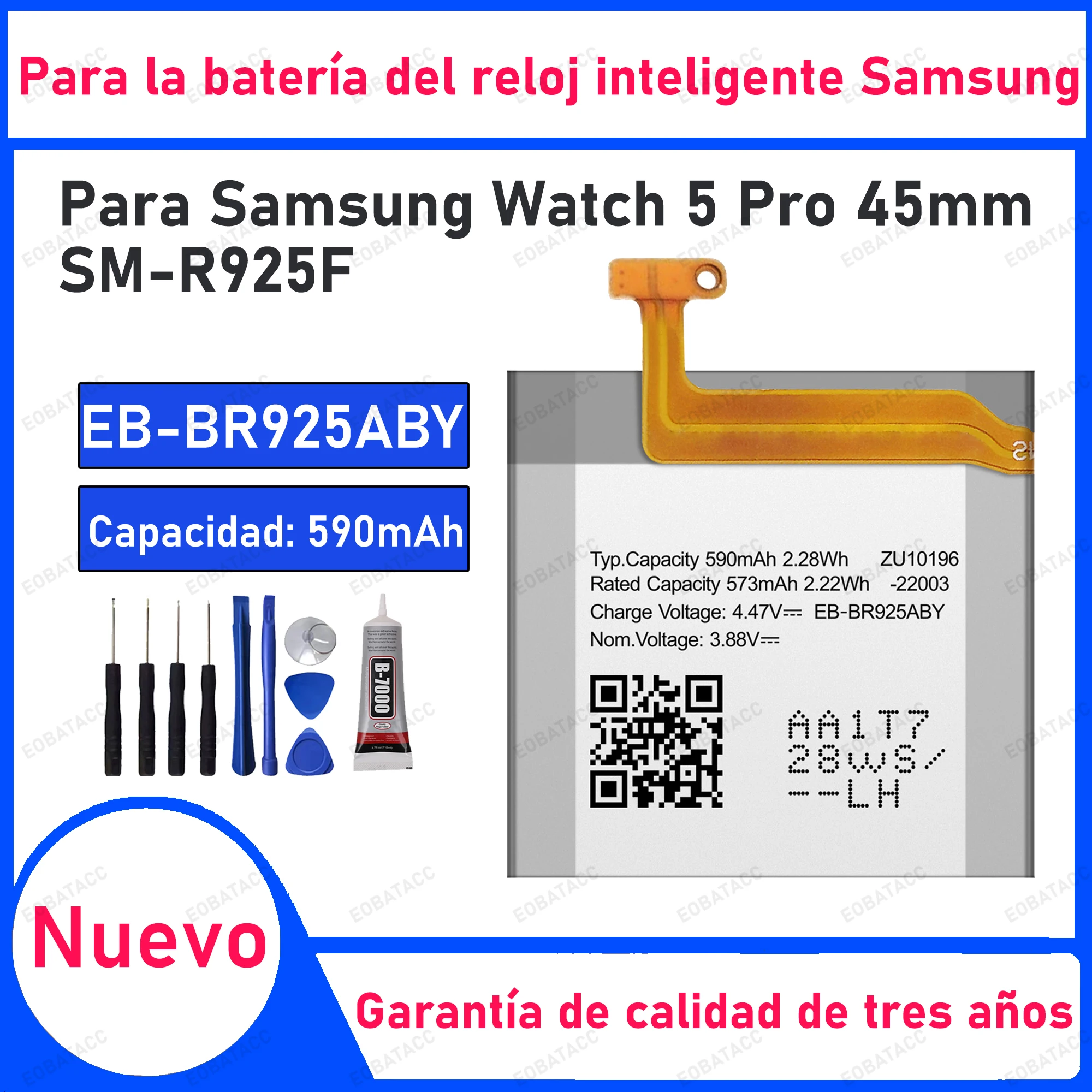 

Аккумулятор EB-BR925ABY 590 мАч, 100% новый, для Samsung Watch 5 Pro 45 мм/SM-R925F, сменный аккумулятор + бесплатные инструменты