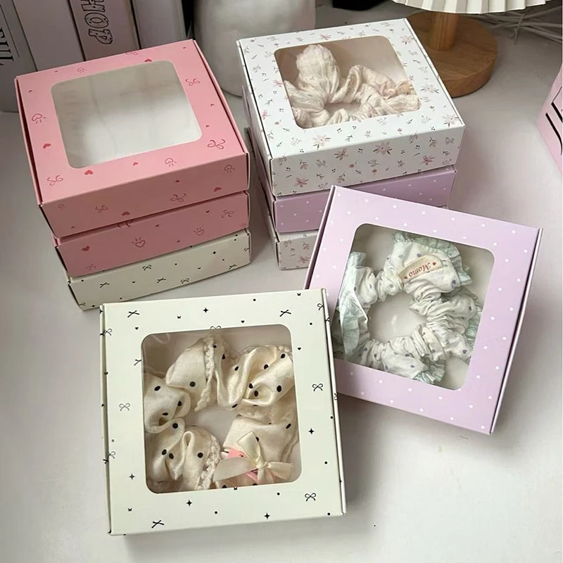 Caja de regalo de papel Kraft con estampado de lazo, con ventana, varios envases de regalo, envoltura de jabón hecha a mano, suministros de embalaje para sesión fotográfica Kpop