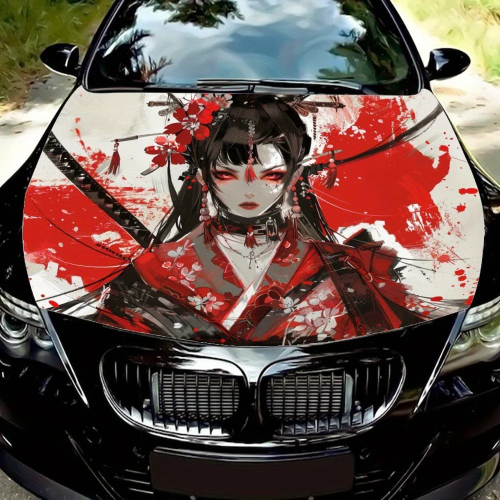 زهر الكرز القرمزي: سحر قاتل تحت الشعر القرمزي والزينة الذهبية؛ سيارة الفينيل Wps، رسومات غطاء السيارة الفينيل، المحرك