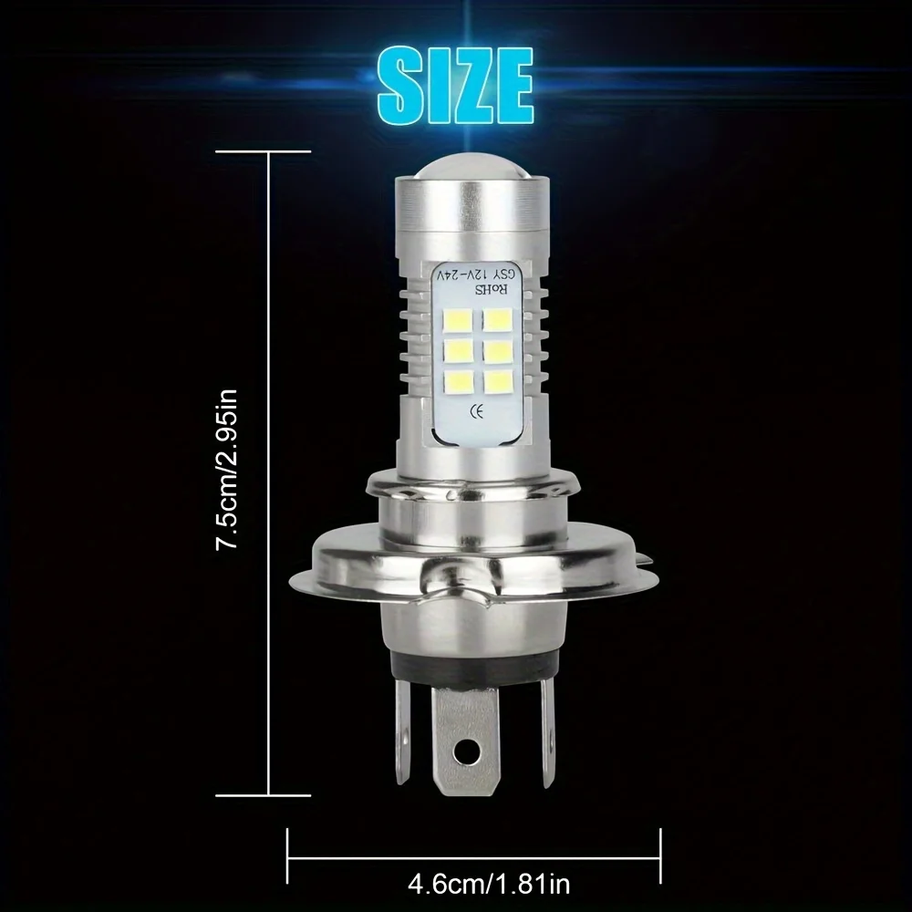 2pcs H4 9003 HB2 LED Headlight - 3000+ Lumens 6000K Ultra Bright Xenon-Like Replacement, Plug & Play Direct Wiring fo