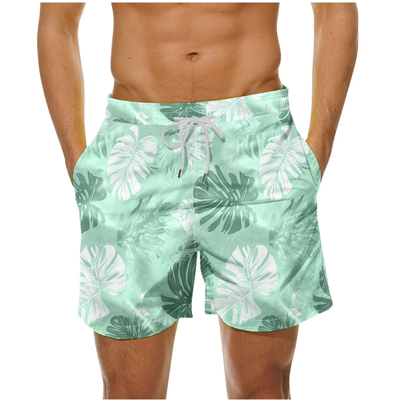 

Винтажные пляжные шорты с узором пальм, мужские, с 3D-печатью растений и цветов, плавки для плавания, летние свободные шорты для отпуска и вечеринок