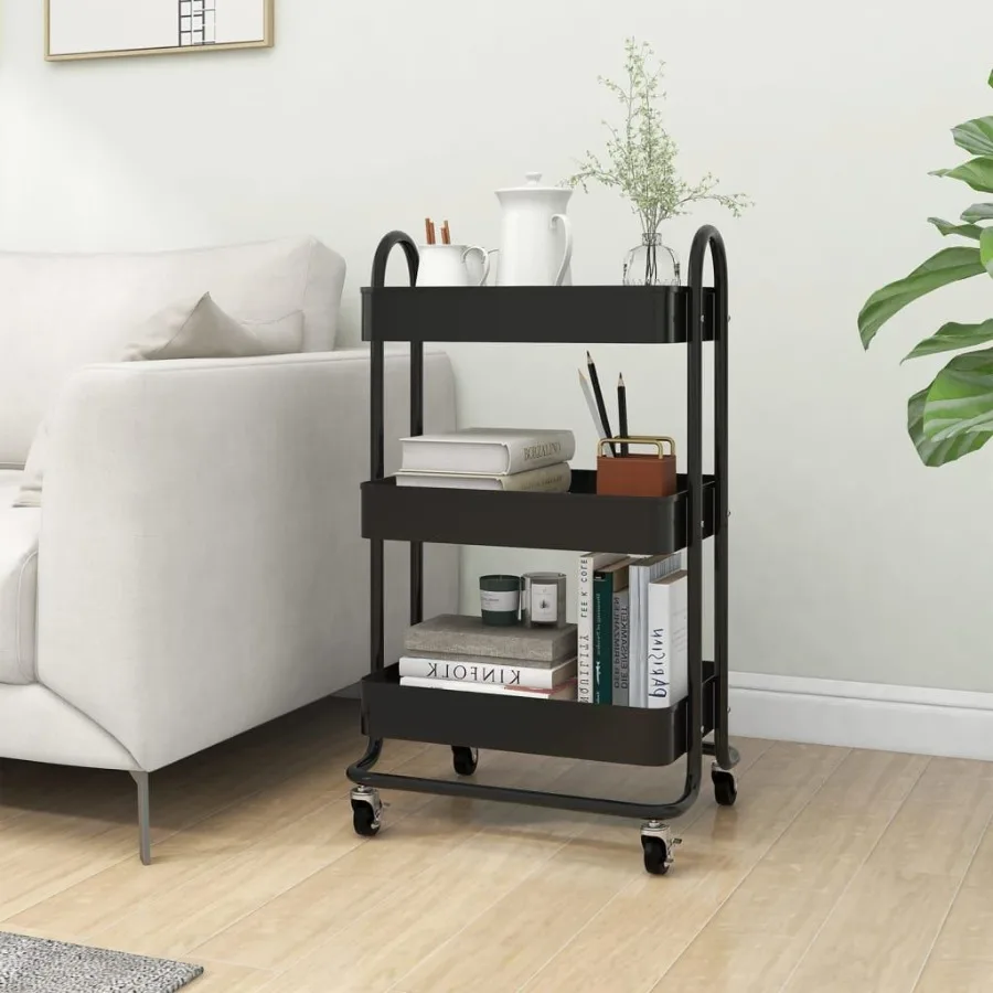 

3Tier Trolley Black 16.9x13.4x31.1 Steel
