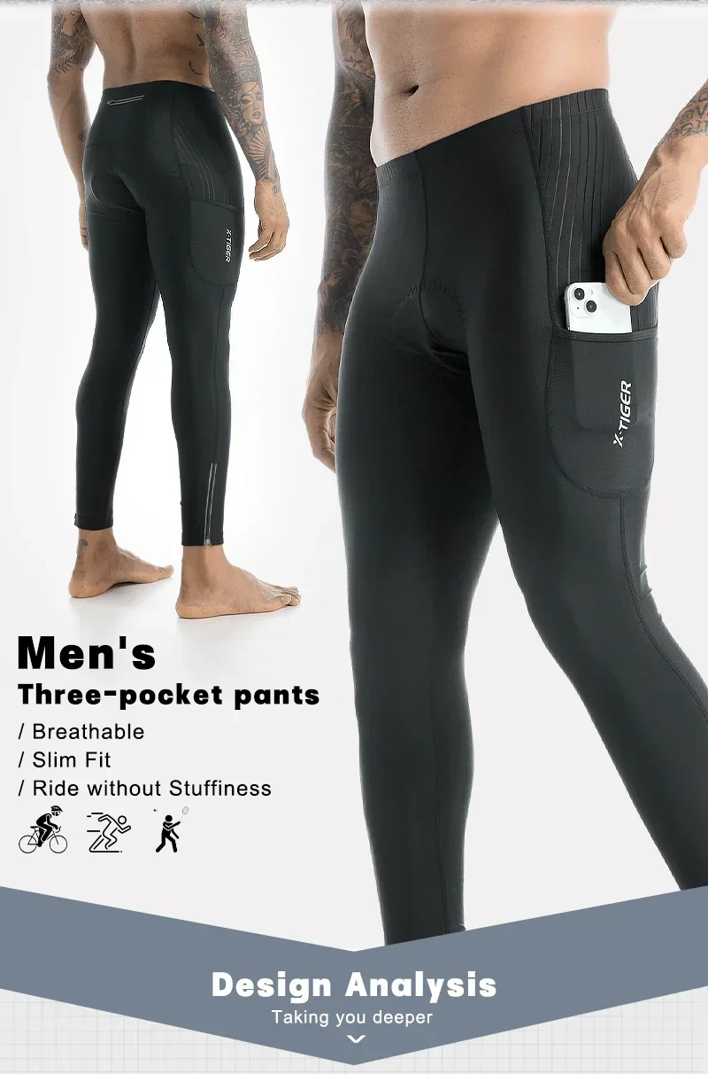 X-TIGER Männer Fahrrad hose 5d Gel gepolsterte Radhose Leggings Outdoor Reiten Mountain Road Fahrrad hose zwei Seiten bein Reiß verschlüsse – Detail 2