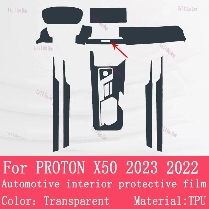 

Car Interior TPU Protective Film Cover Anti-Scratch Repair Sticker For PROTON X50 2023 2022 Gearbox Panel Navigation Screen PPF
