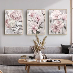 SDOYUNO 3Pcs 40x50cm Painting By Numbers For Adult Pink Flowers DIY Paint By Numbers Frameless Wall Art Canvas Painting Pictures