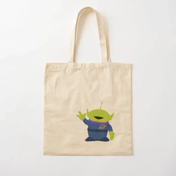 

Green Alien Cotton Canvas Bag Tote Ladies Reusable Fashion Unisex Handbag Shopper Foldable Shoulder Bag Fabric Travel Grocery