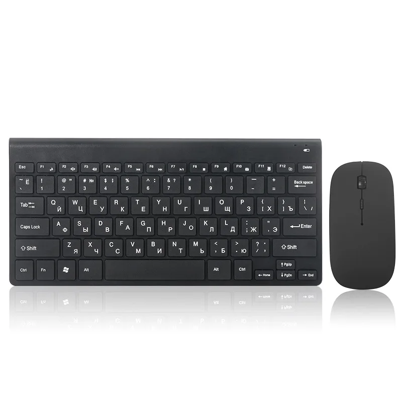 Teclado ruso 78 teclas 2,4 Ghz USB Oficina teclado inalámbrico juegos de ratón silencioso ergonómico ordenador PC portátil teclados RUS + inglés