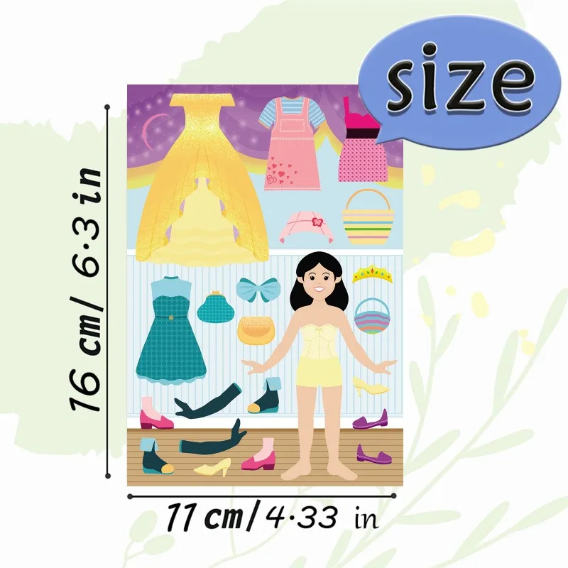 8 Stück Prinzessinnen-Anzieh-Puzzle-Aufkleber, niedliche Cartoon-Kreativität, lustige Puzzle-Informationen, Informationen, wasserfester Aufkleber