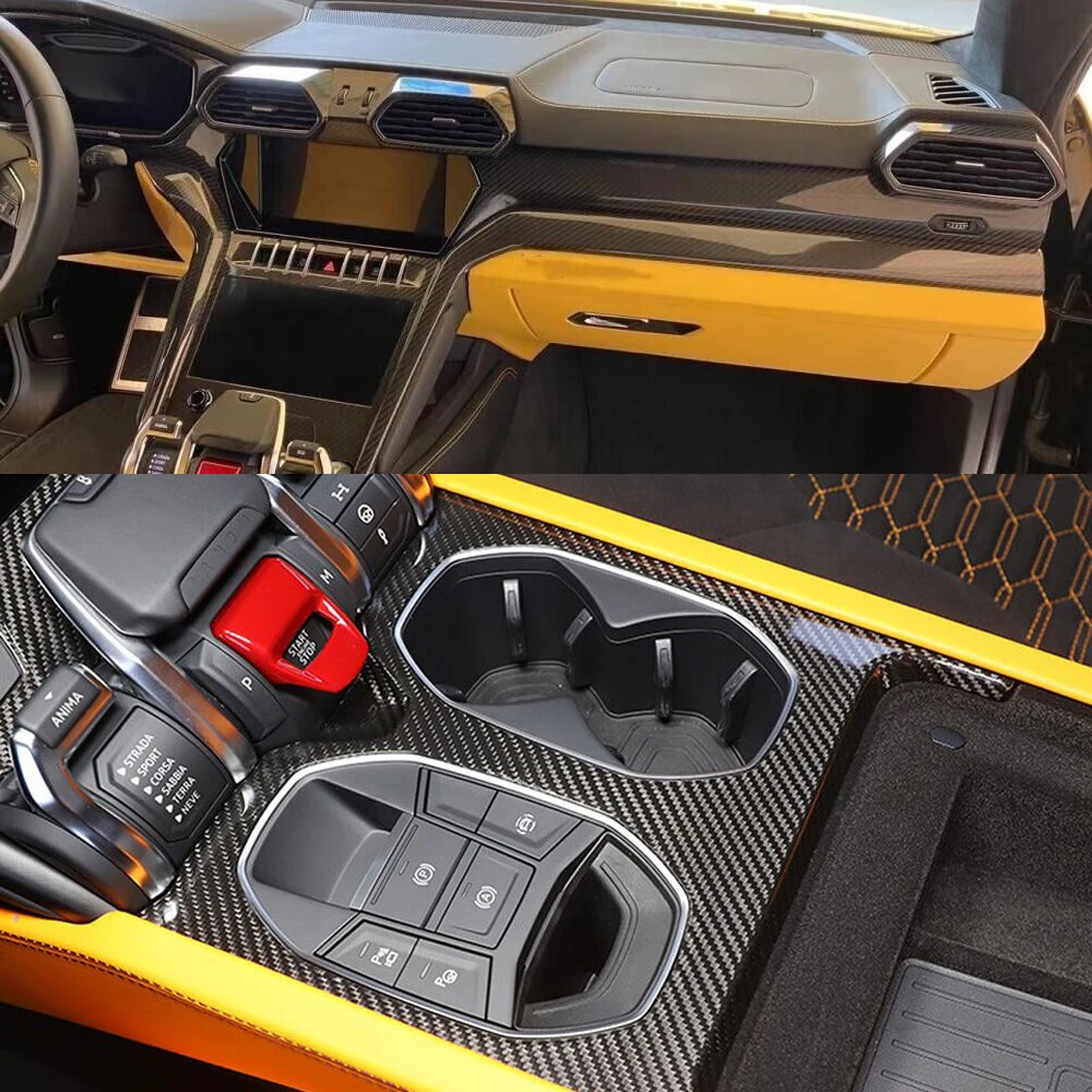 Real Carbon Fiber Replacement Interior Kits Central Control Door Panel Air Vent Outlet Trim for Lamborghini URUS 2018-2023