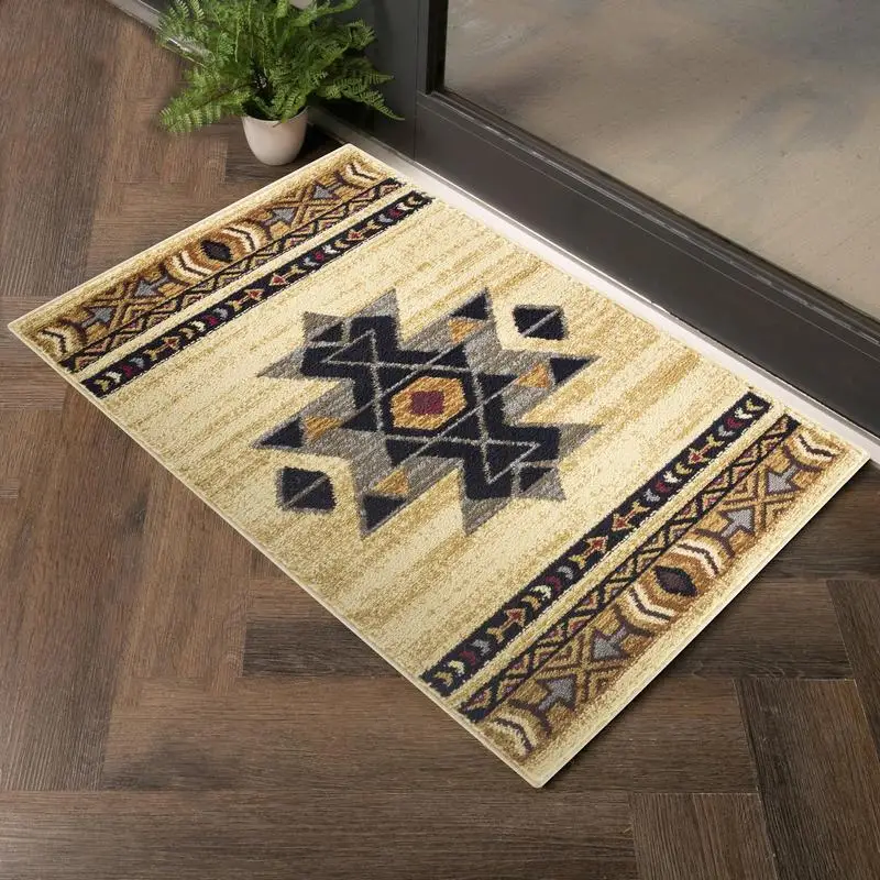 

Southwest Area Rug 2ft x 3ft in Cream - Tribal Design, Perfect for Home Décor