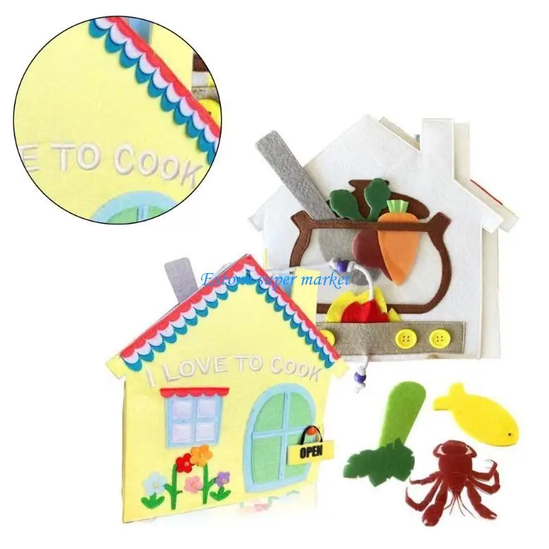 090B Sensory Activity Book Toddler Quiet Books Developmental Cognitive Fabric Book Toy Preschooler Teaching Aids Book