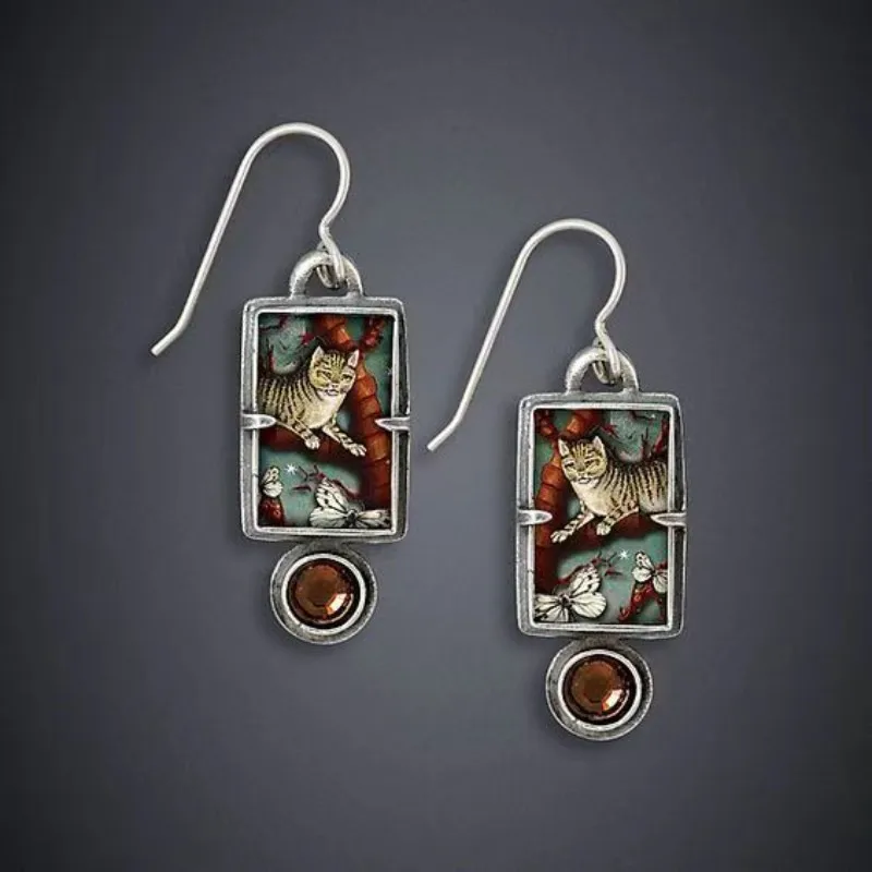Bohemian Ethnic Painting Earrings For Women New Design Metal Colorful Pattern Geometry Long Pearl Statement Earrings Women Girl
