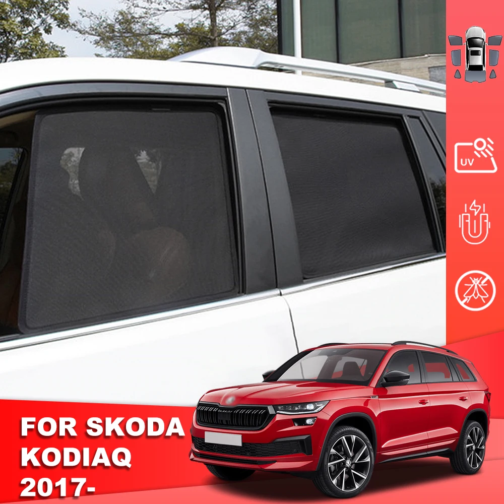 Dla Skoda Kodiaq NS7 2016-2024 Magnetyczna samochodowa osłona przeciwsłoneczna Zasłona przedniej szyby Tylna boczna osłona przeciwsłoneczna na okno