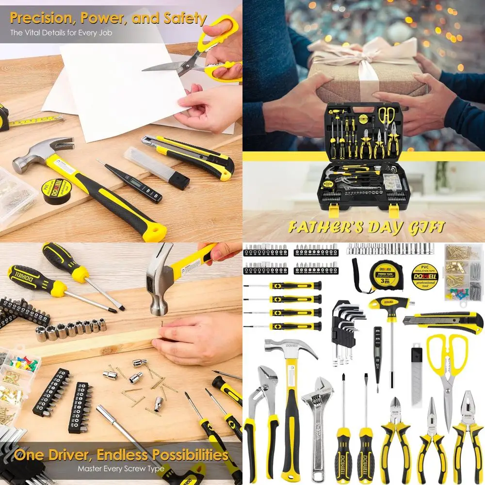 

DOWELL Tool Set 185 Piece, General Household Tool Kit, Hand Tool Kit with Toolbox Storage Case for Home Repair