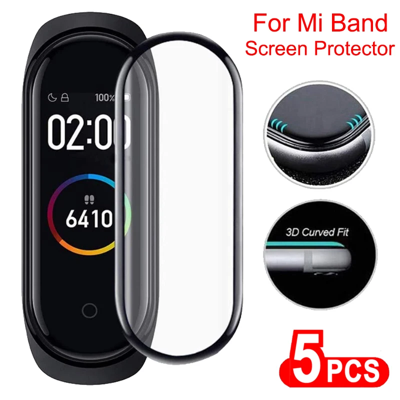 999D Film Glass For Xiaomi Mi Band 8 7 6 5 4 Screen Protector Mi band 6 5 Smart Watchband Full Protective Cover