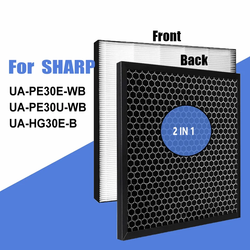 for Model UA-PE30E-WB UA-PE30U-WB UA-HG30E-B Sharp Air Purifier Replacement True HEPA Carbon Deodorizing Filter UZ-HG3HF