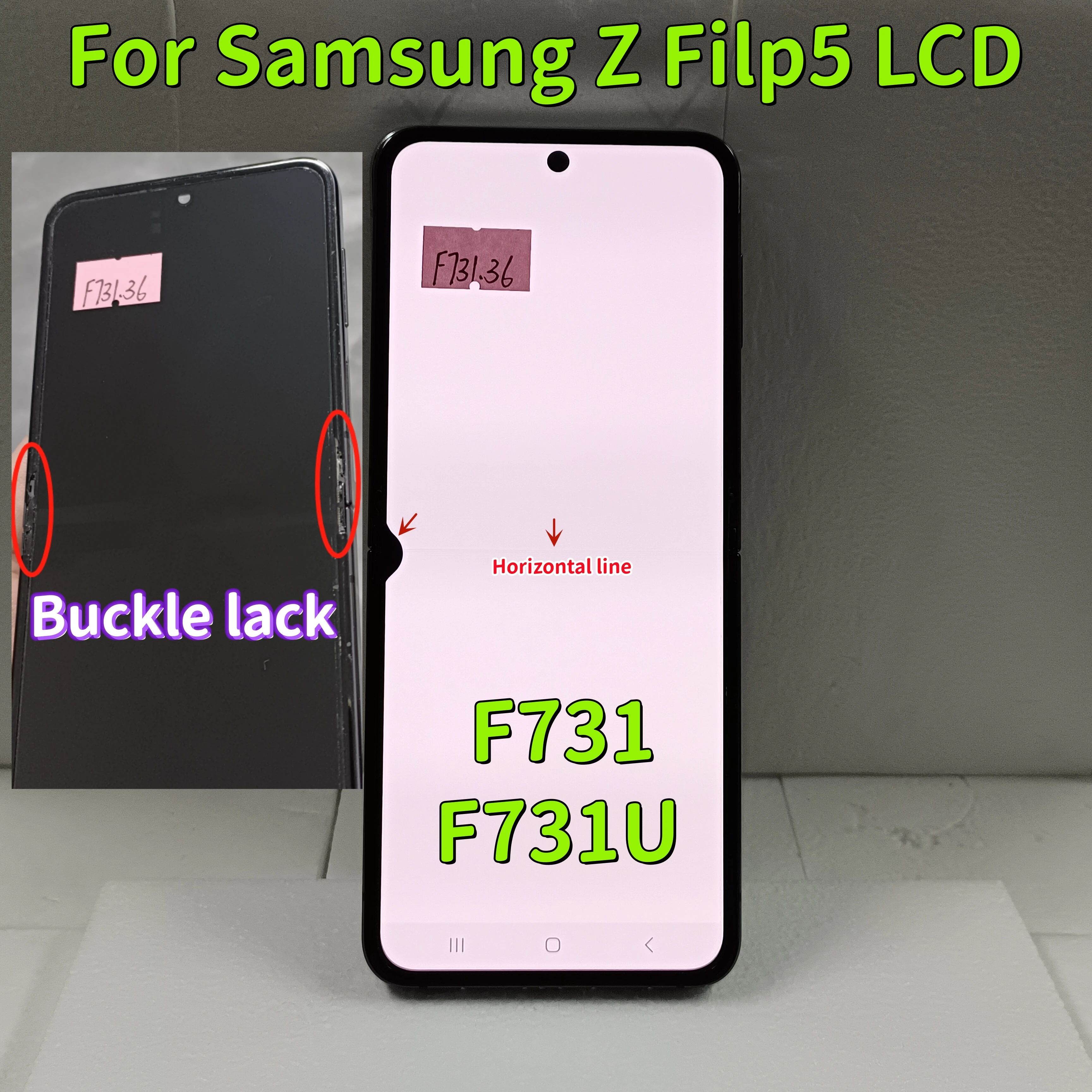 

6.7" High Quality For Samsung Z Flip5 F731 Sm-f731u Lcd Display Screen Display Touch Screen Digitizer Parts,With defects