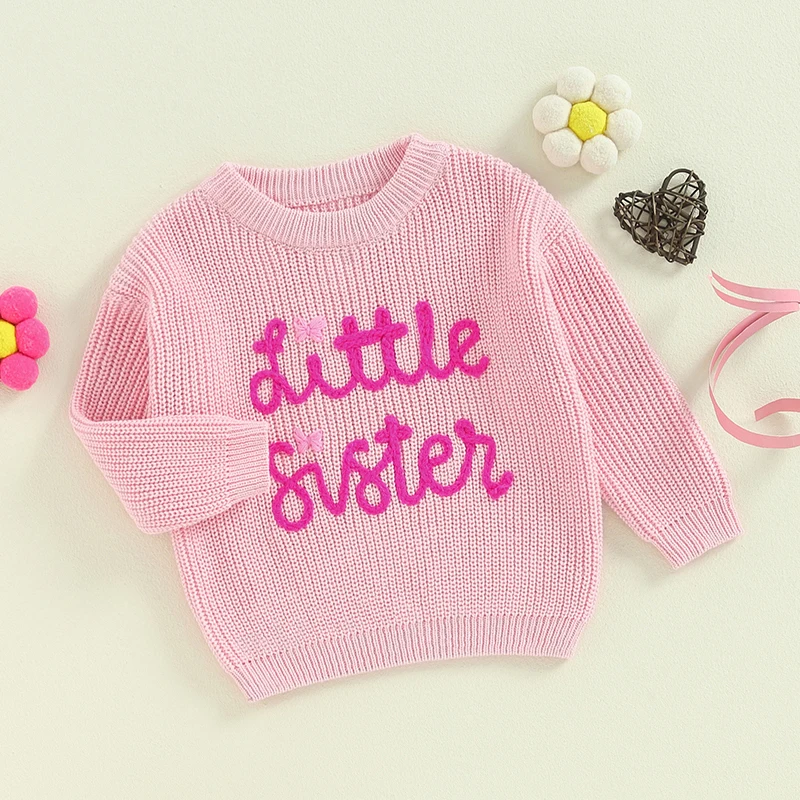 Toddler Clothes Baby Girl Long Sleeve Sweater Knitted Warm Sweatshirt Fall Winter Sister Outfits