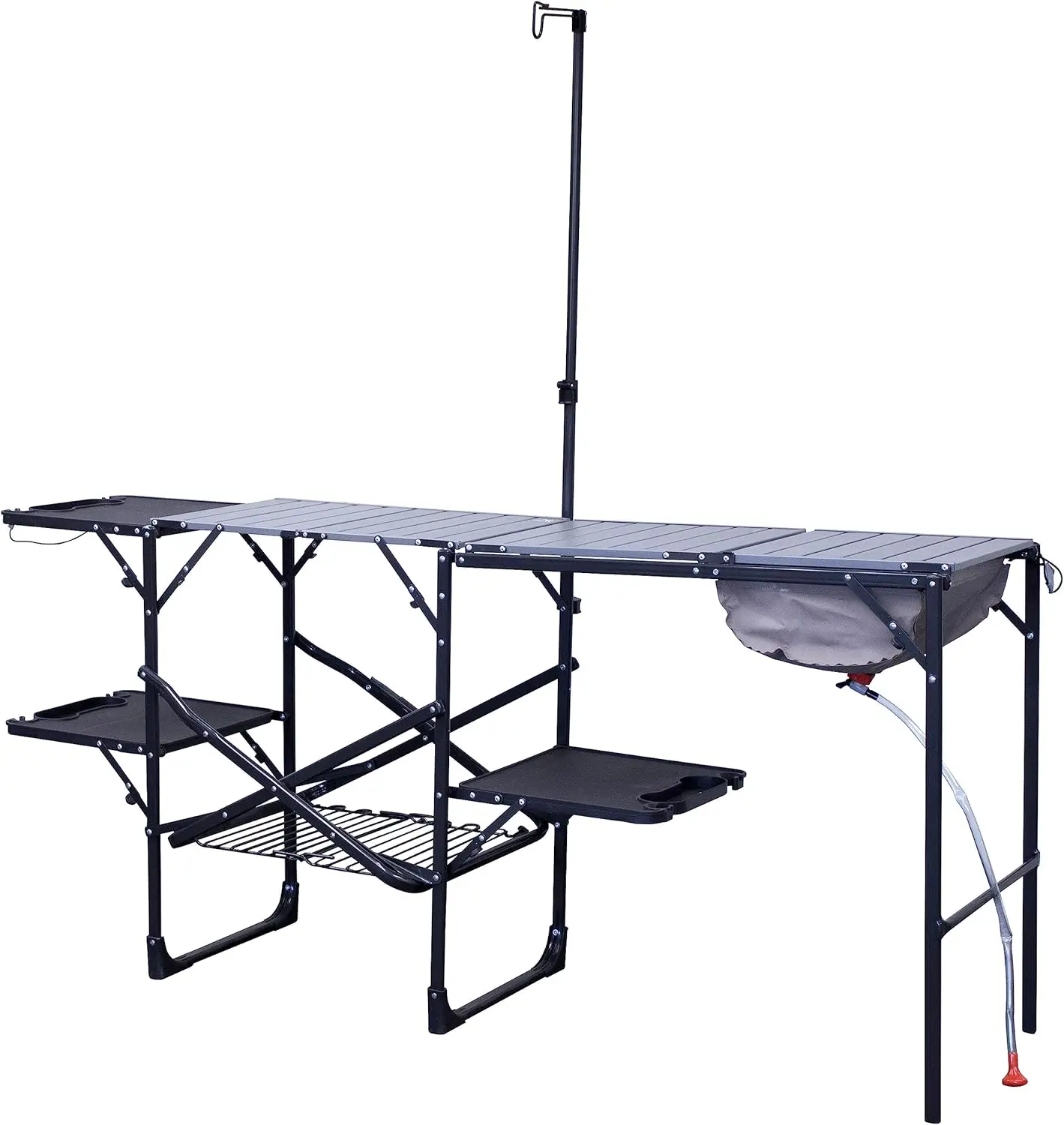 Portable Folding Kitchen Table with Soft Shell Sink, Heat Resistant Tabletop & Telescoping