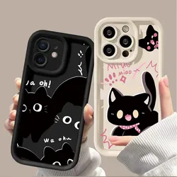 Cute Black Cat Couple Silicone Soft Phone Case for Google Pixel 9 8 7 Pro 5G Pixel 7A 8A 9 Pro XL Cartoon Y2K Lovely Cover