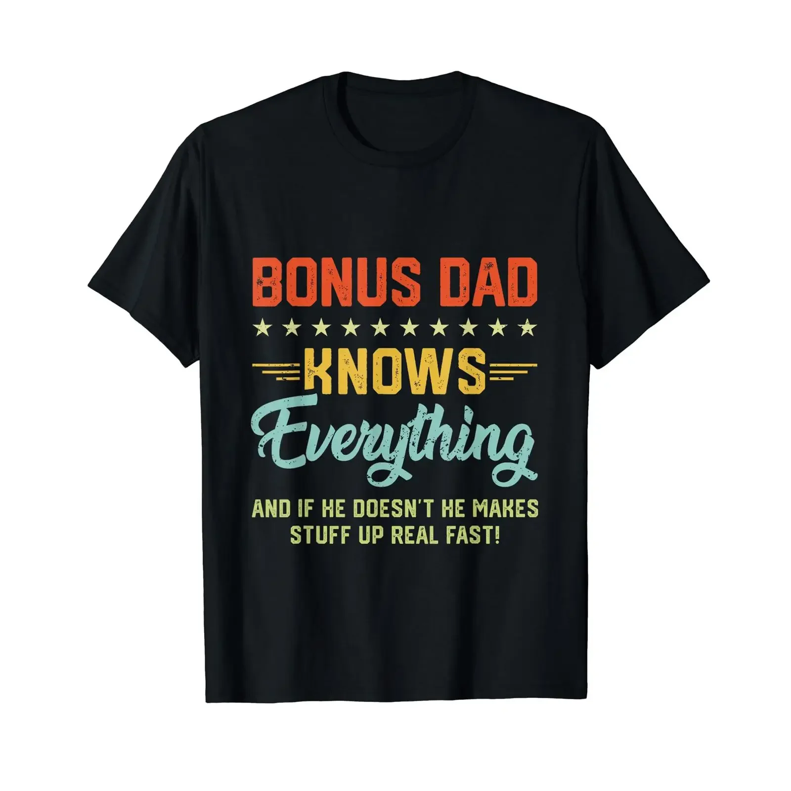 Herren Bonus Dad Knows Everything Funny Vintage T Shirt vintage Washed graphic Breathable Slightly Comfortable homme fashion
