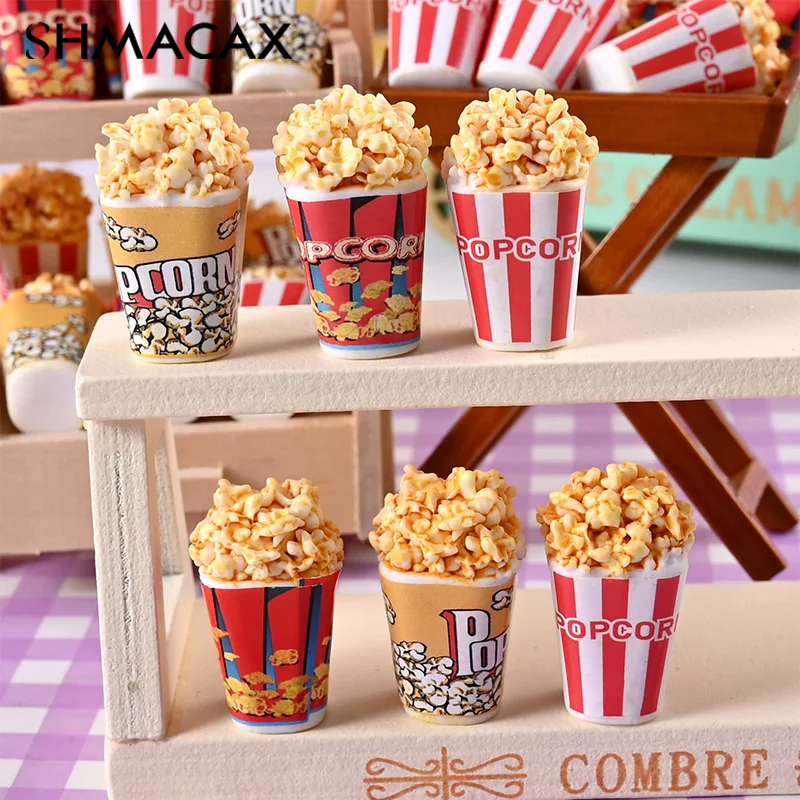 10Pcs Dollhouse Mini Simulation Popcorn Bucket Model Home DIY Decorative Ornaments 1:12 Dollhouse Accessories Children's Gifts