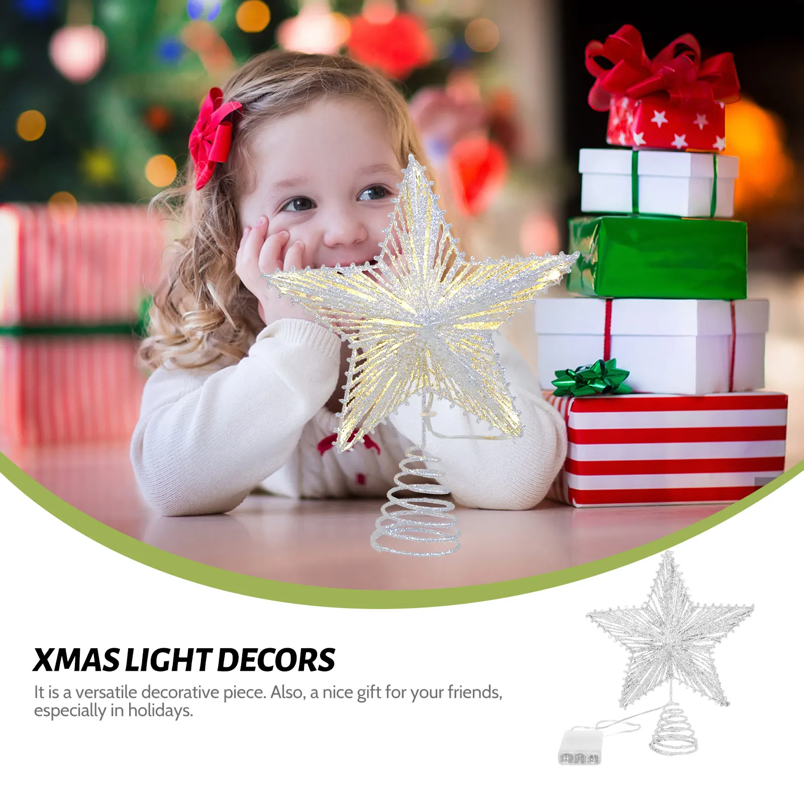 

1pc Christmas Tree Ornament Treetop Decoration Lighted Xmas Tree Decor Festival Party Supply Lightweight Easy Install