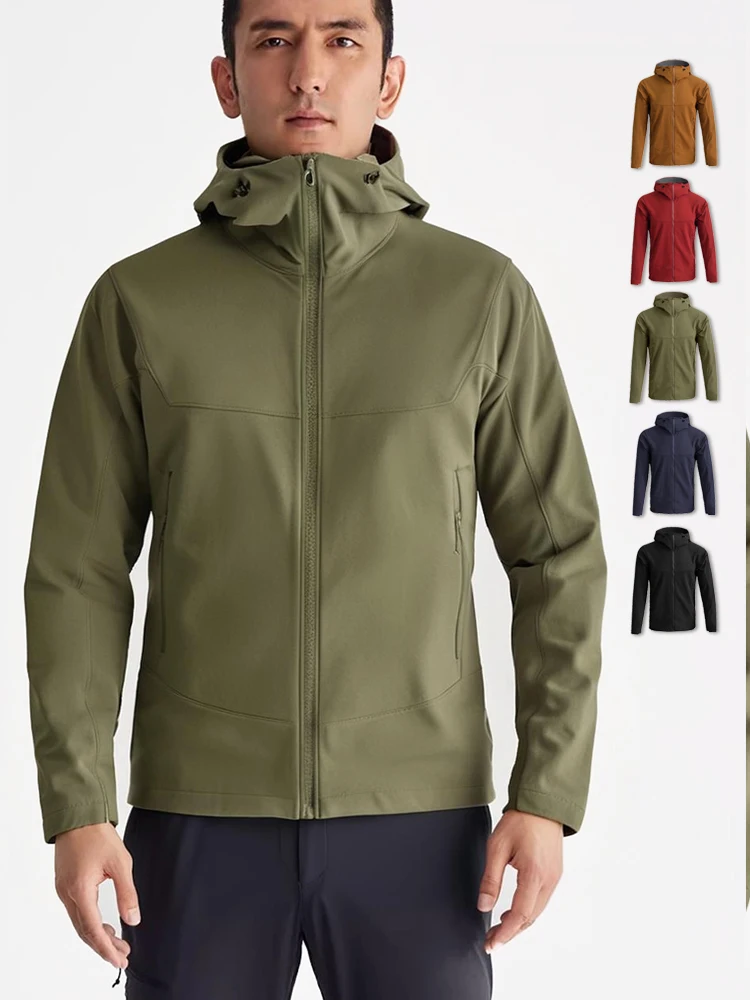 

Мужская куртка из софтшелла на открытом воздухе, весенне-осенняя спортивная ветровка для скалолазания, водонепроницаемая куртка из полиэфирного волокна, длинная куртка с капюшоном све