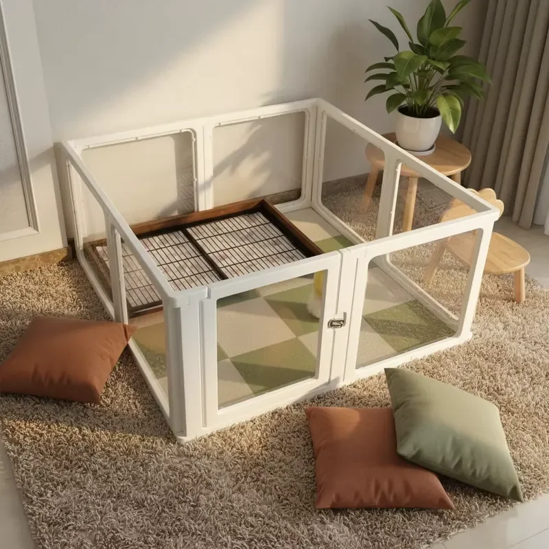 Modern Transparent Pet Dog Cage Small Indoor Plastic Isolation Fence Panoramic Tent Design for Household Puppy Kennel Safe