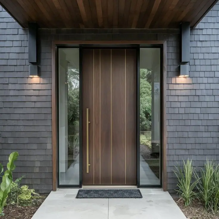 Luxury Modern Entry Door for Villas High Glossy Black Aluminum Alloy Anti-Theft Security Door for Farmhouse Central Pivot Doors