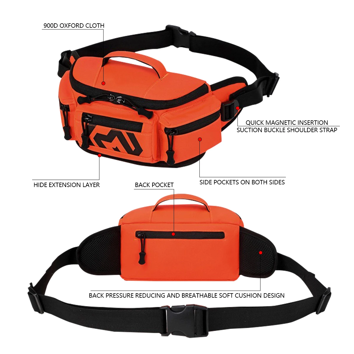 الخصر حزمة المشي لمسافات طويلة في الهواء الطلق الخصر حقيبة تشغيل الرياضة وظيفية حقيبة الدراجات حقيبة بوم أداة متعددة الوظائف الكتف #2