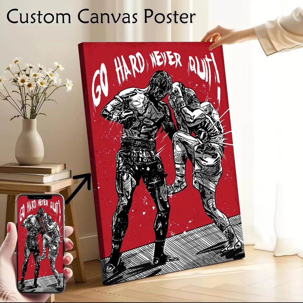 FIGHTER QUOTE Printed Canvas Poster Custom Pictures Wall Art Canvas Painting for Decoration Living Room Decor Decorative Picture