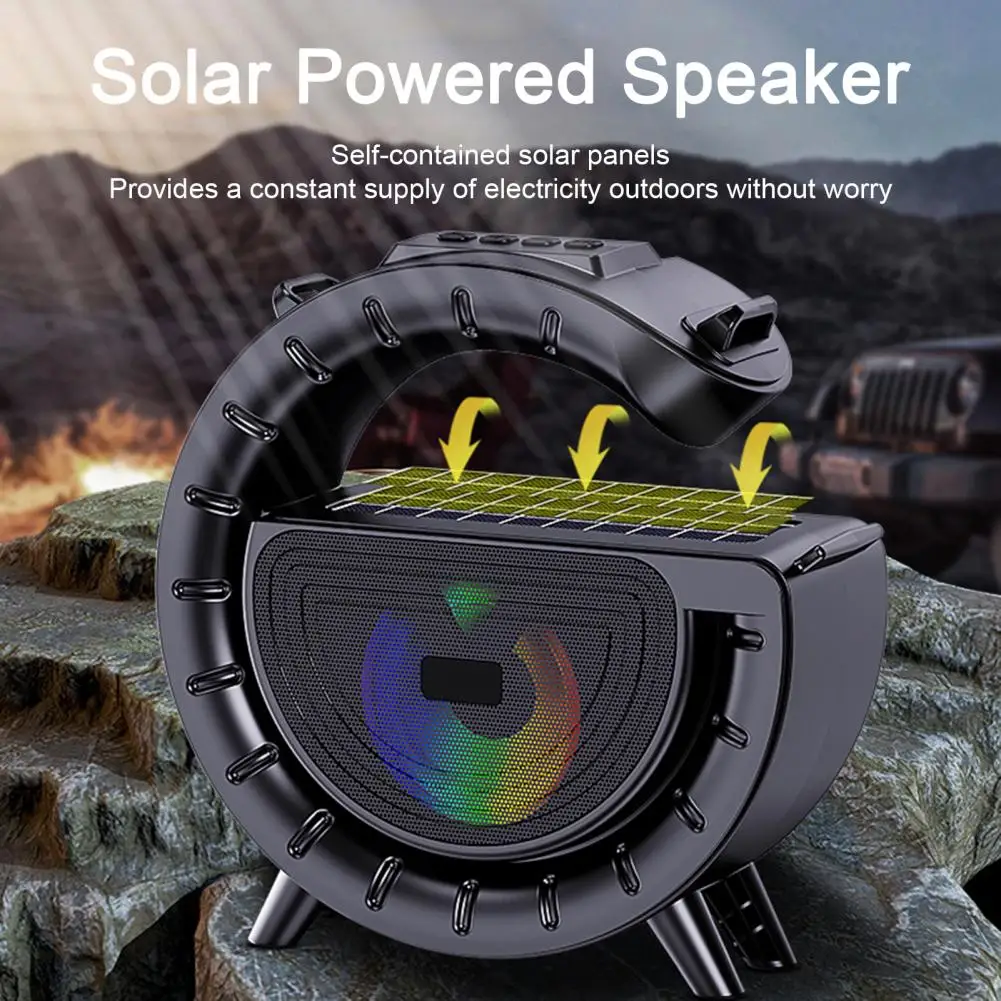 Solar Powered Speaker Outdoor Bluetooth-compatible Speaker Outdoor Bluetooth Speaker with Solar Charging Fm Radio for Camping