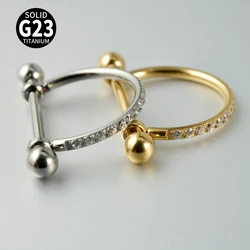 1PC ASTM F136 Titanium Ear Barbell Micro Zircon Hoop Daith Rook Lobe Earring Silver Color 18K Gold Plated Piercing Jewelry