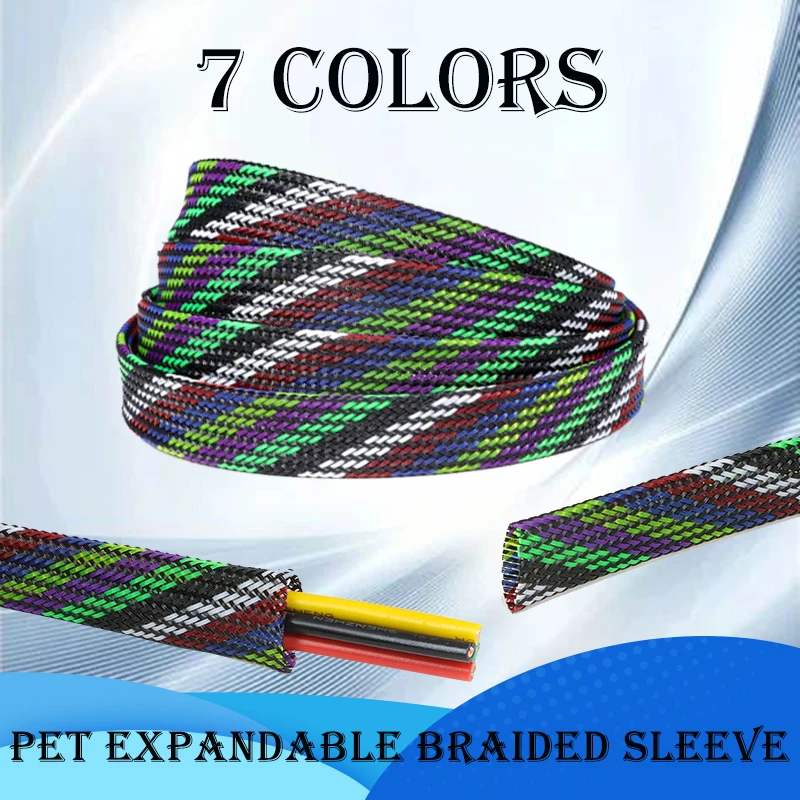 

2/4/6/8/10/12/14/16mm 7 Colors PET Braid Sleeve High Density Sleeving Snake Skin Cable Wrap Sheath For Electric Cables 1~50m