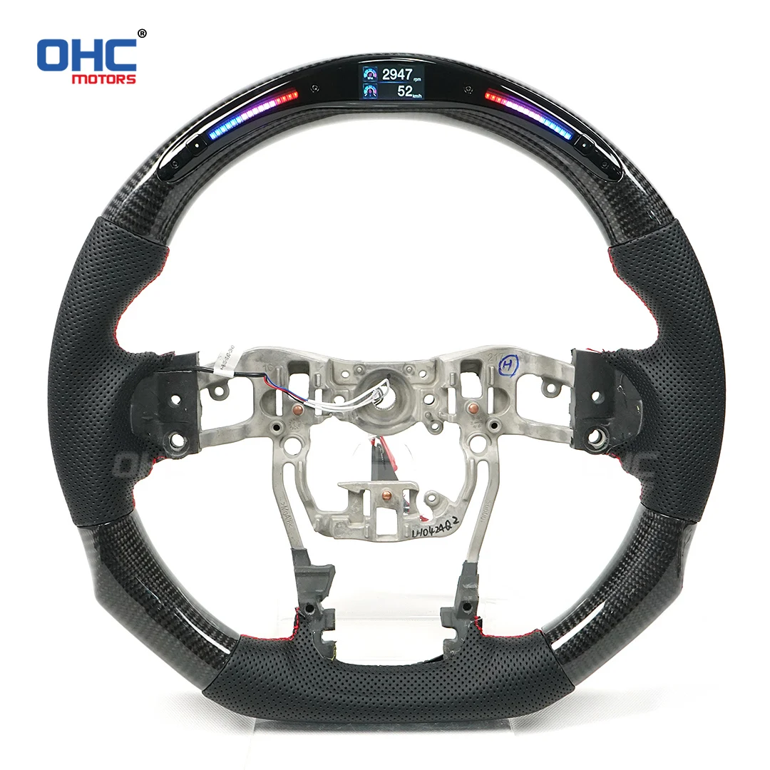 OHC Carbon Fiber Galaxy Pro LED Data Display Steering Wheel leather Punched For Toyota Fortuner Customized