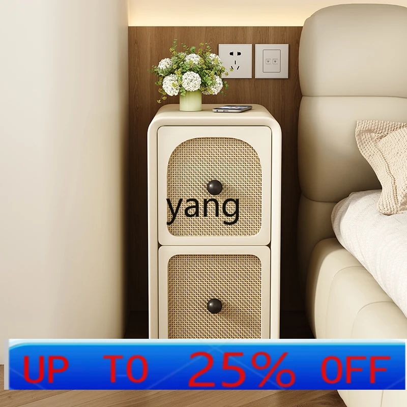 

Lcx medieval solid wood bedside table small household bedroom very narrow crevice mini short cabinet