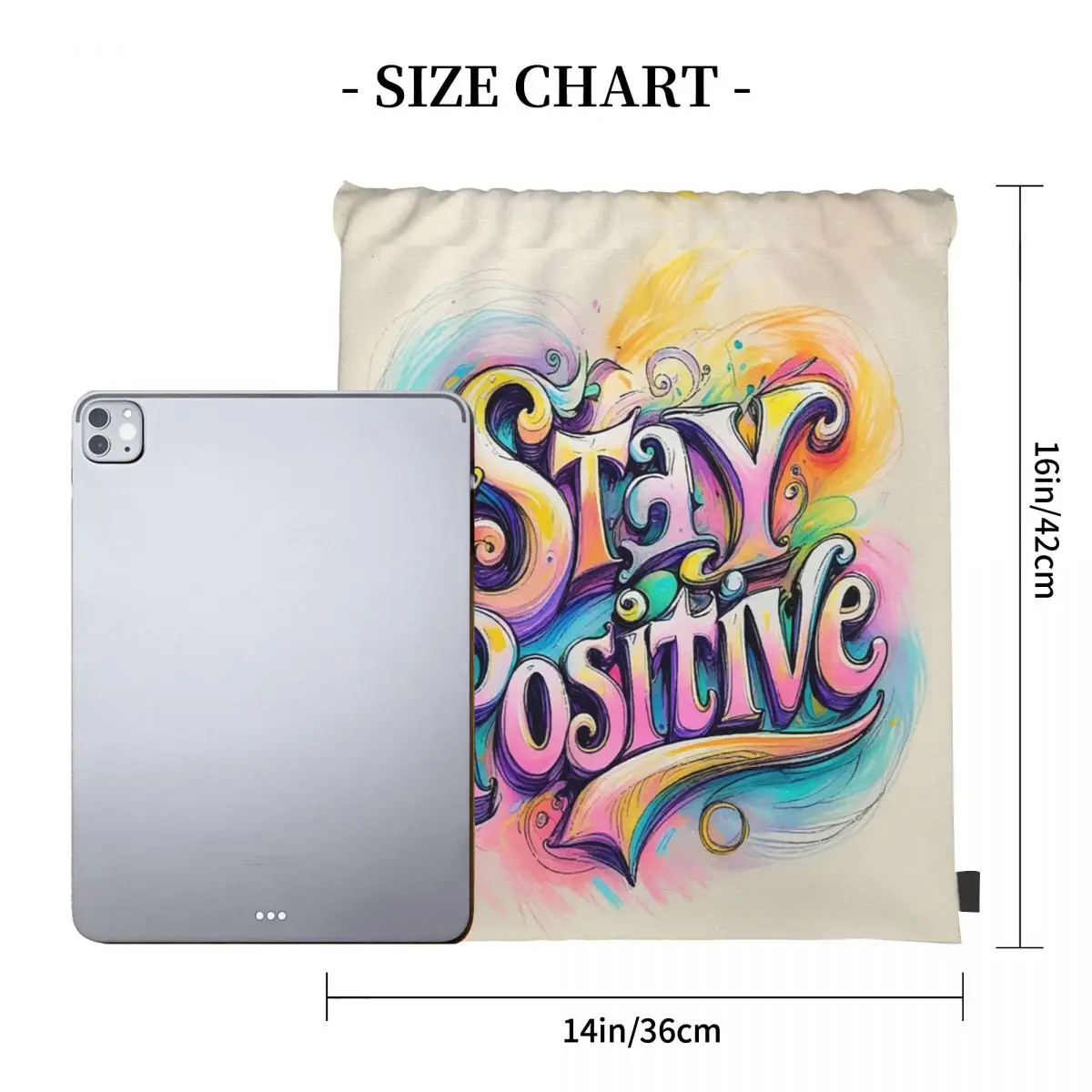 Stay Positive Lettered Motivational Backpacks Multi-function Portable Drawstring Bags Storage Bag Book Bags For Travel School
