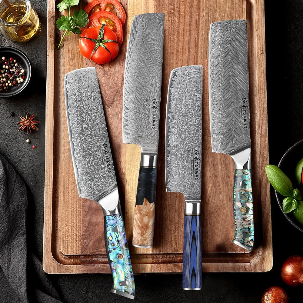 Imagem -02 - Turwho-faca Nakiri Japonesa Profissional 67 Layer Aço Damasco Vg10 para Cozinha Vegetal Carne Cutelo