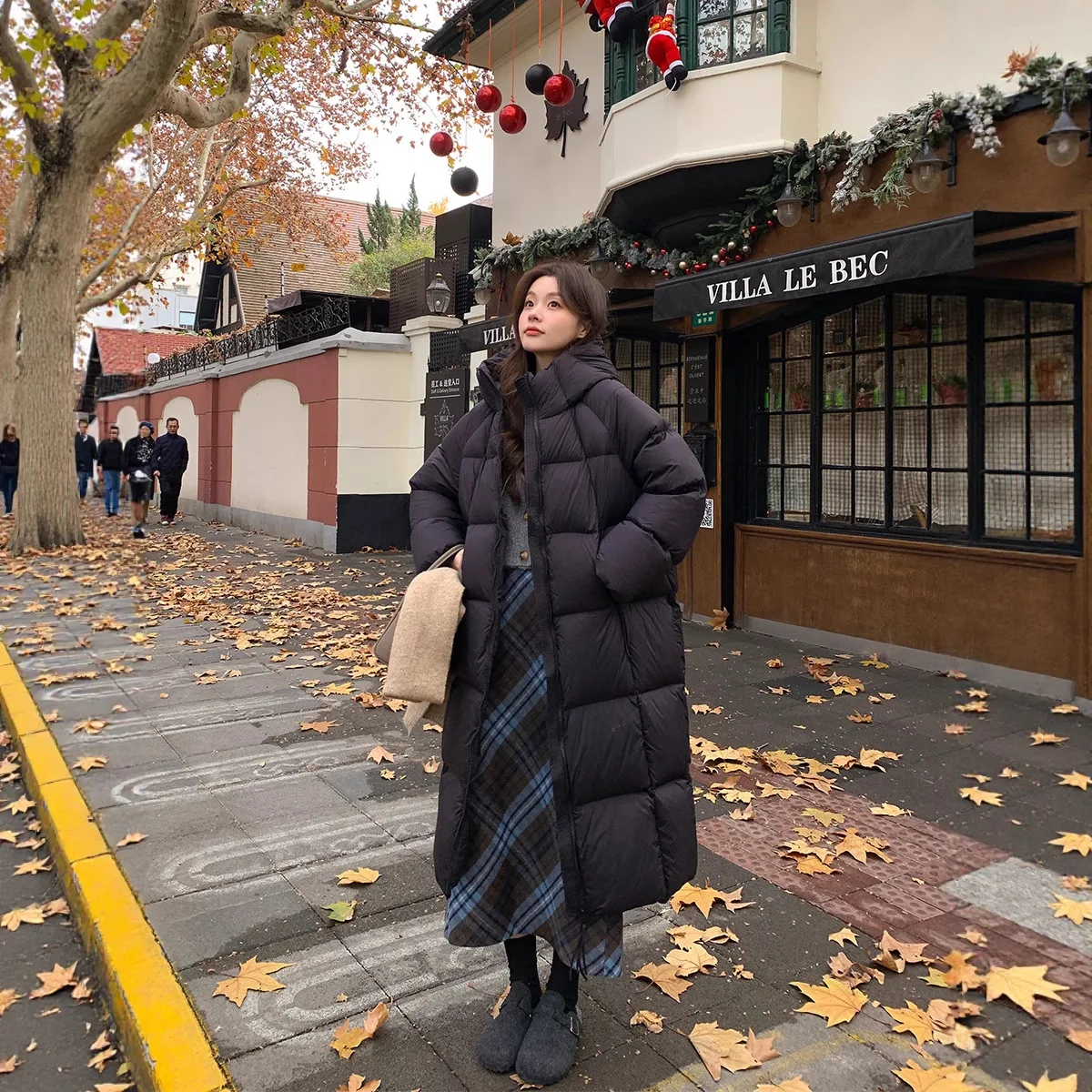 Long Women Parkas Coat Hooded Overcoats Solid Zipper Long Sleeves Full Sleeve Looose Thick Casual Office Lady 2025 Autumn Winter