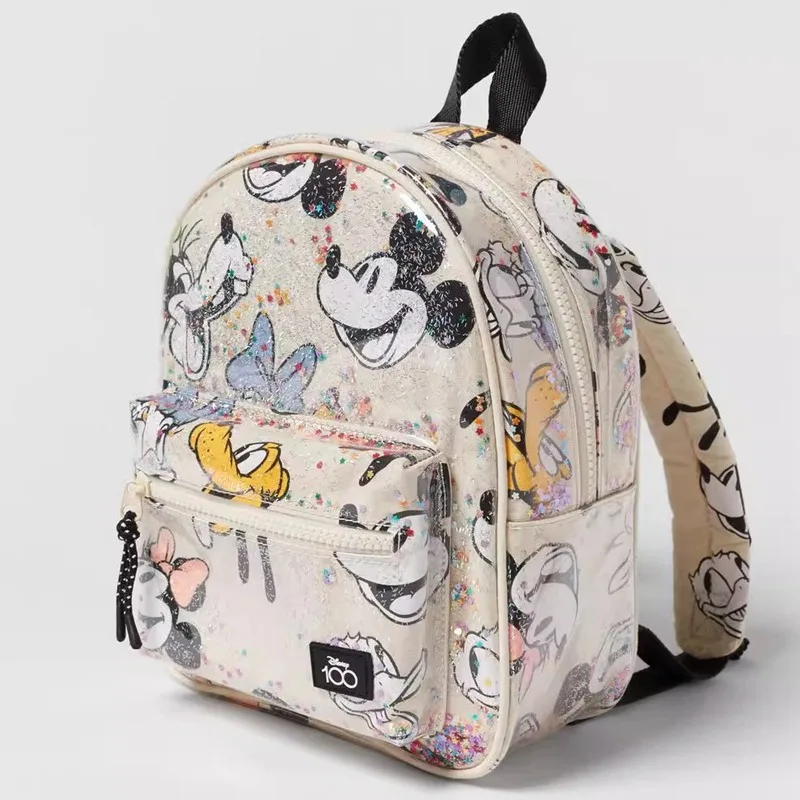 Disney-mochila de Mickey y Minnie Mouse para niña, minimochila con estampado de dibujos animados, ideal para regalo de cumpleaños