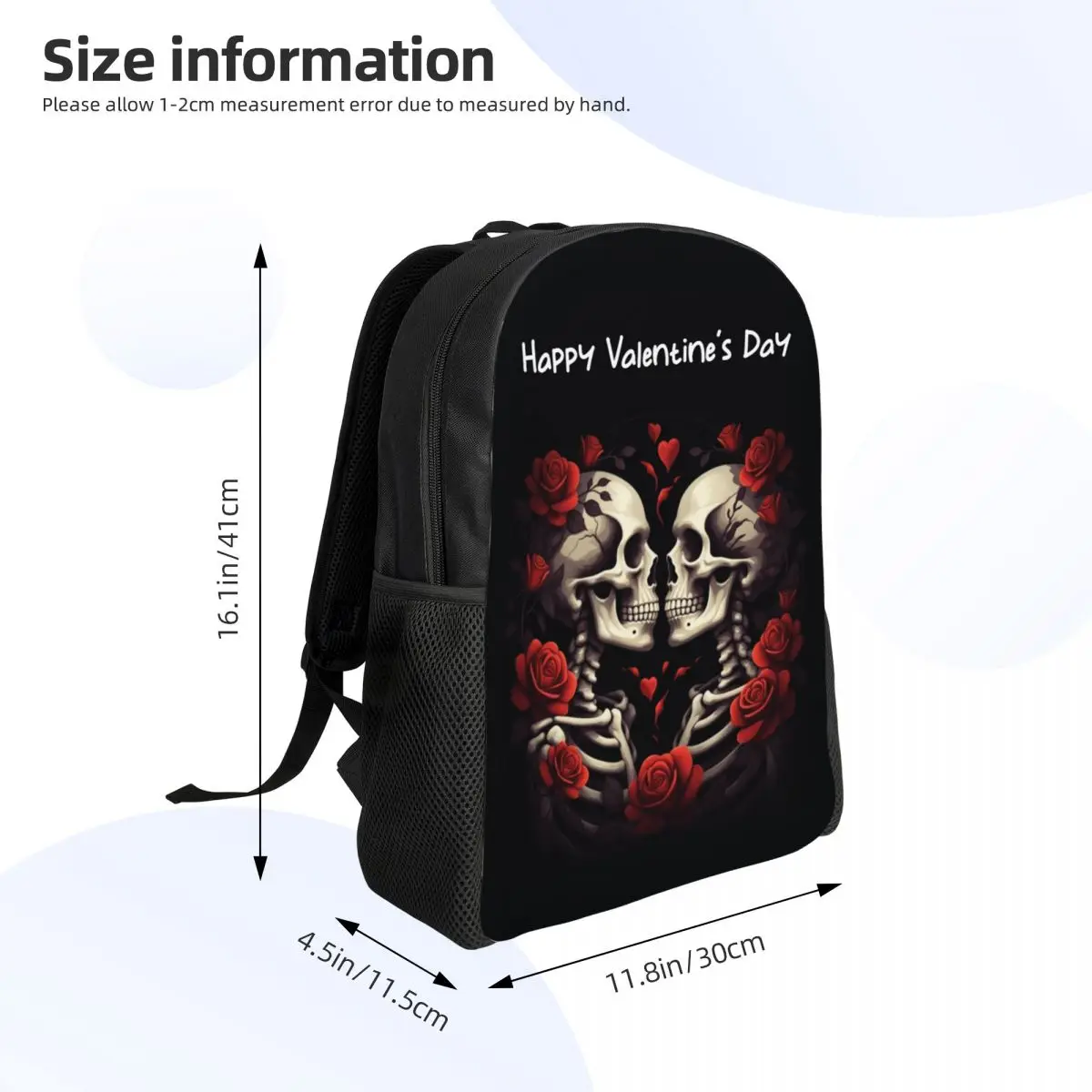 Personalized Halloween The Lovers Skeletons Backpack Women Men Basic Bookbag for School College Valentine's Day Bags