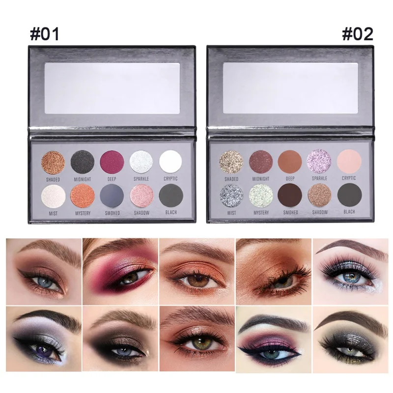 10 Color Shadow Plate Black Smoky Makeup Pearlescent Sparkling Eye Shadow New