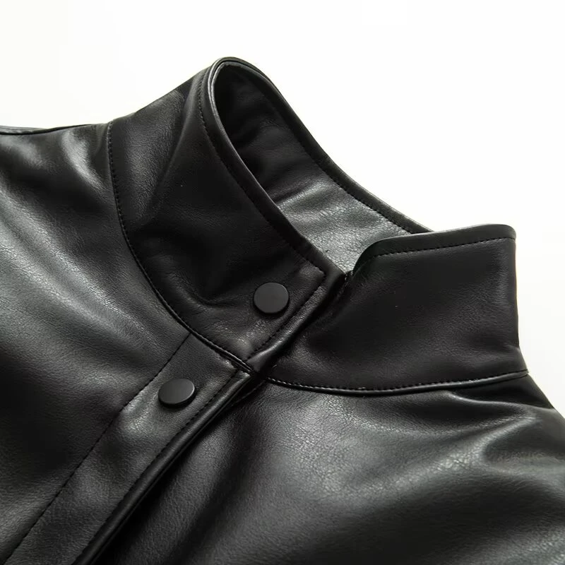 KEYANKETIAN Winter New Women's Loose High Neck Single Breasted Side Pocket With Cotton Faux Leather Pilot Jacket Women Coat